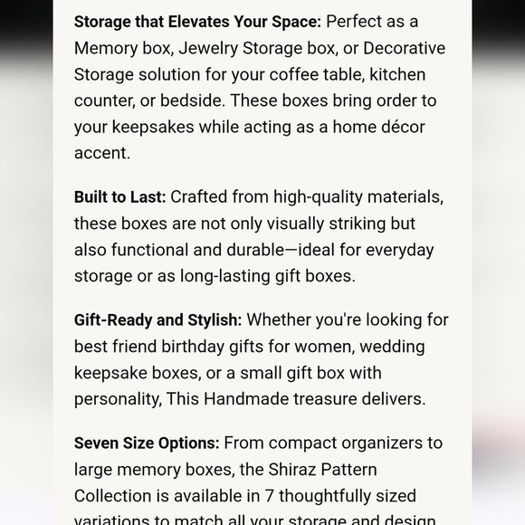 Handcrafted In India Bone & Resin Shiraz Pattern Keepsake Decorative Box - Picture 4 of 12